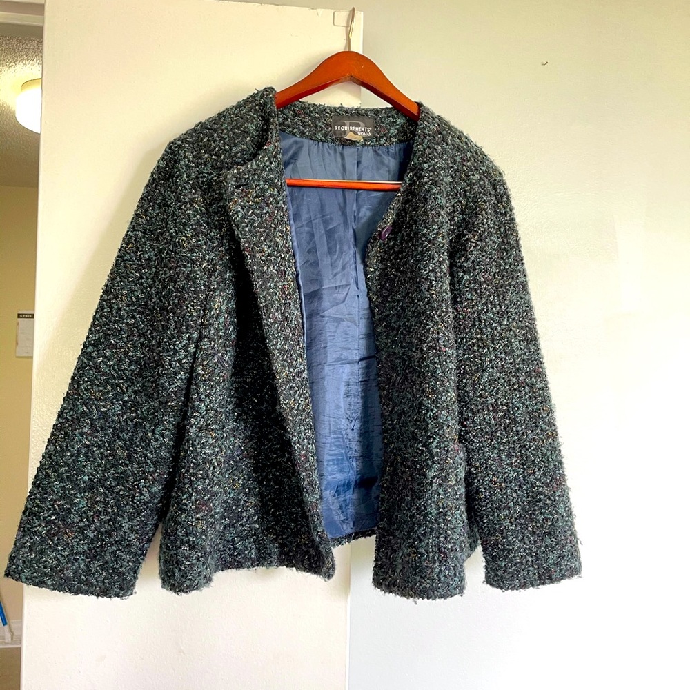 Requirements Woman tweed Blazer Green Blue 22W